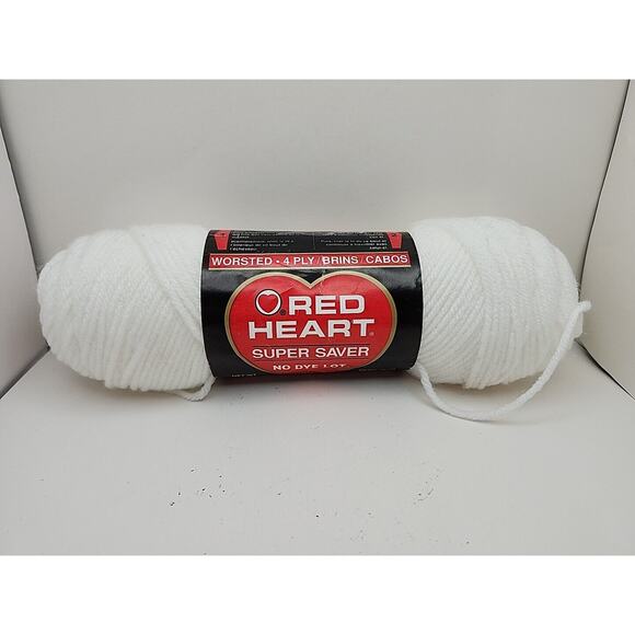 RED HEART SUPER SAVER in White 311 3oz No Dye Lot 100% Acrylic Worsted 4 PLY USA - Picture 1 of 7